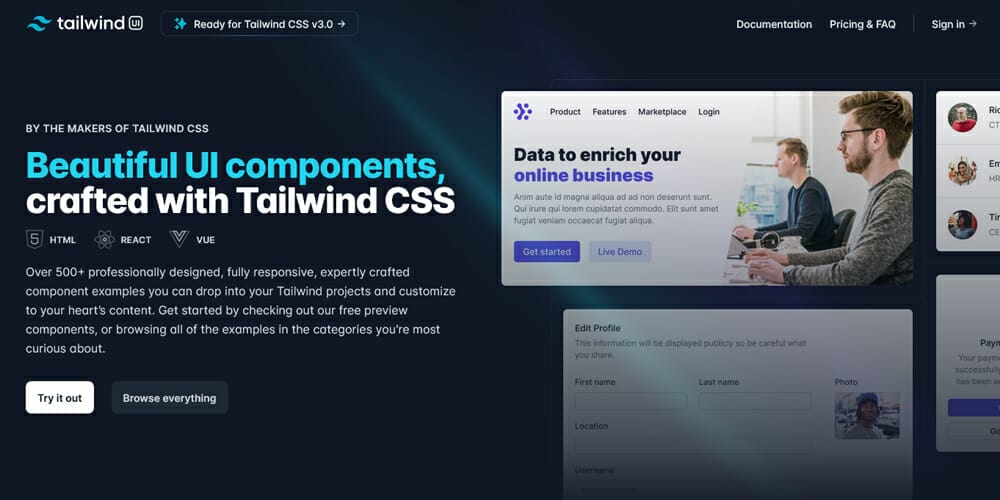Free Tailwind CSS UI Components and Resources 34 Tailwind UI