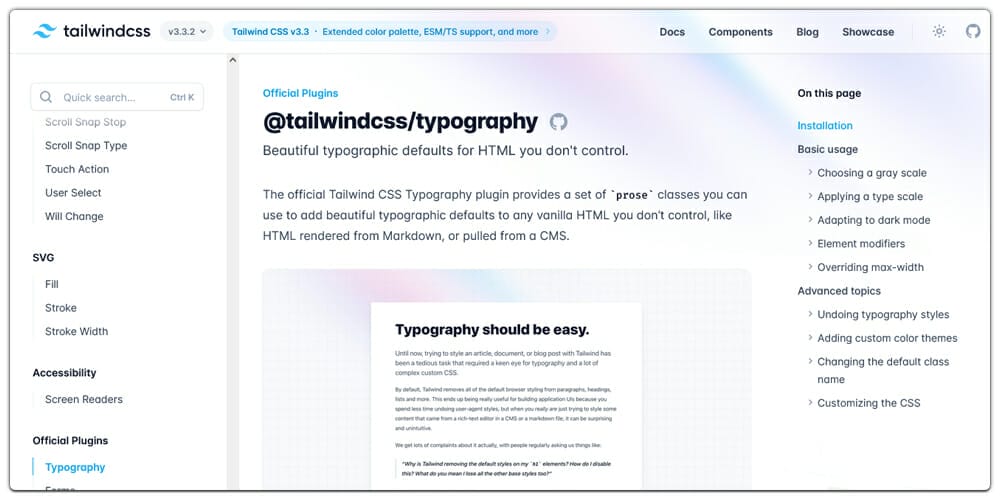 Tailwindcss Typography