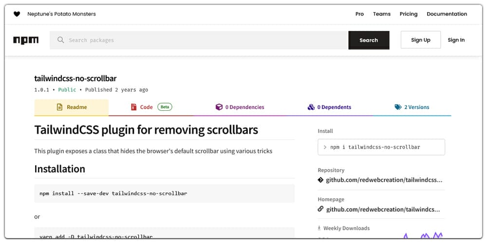 Tailwindcss no Scrollbar