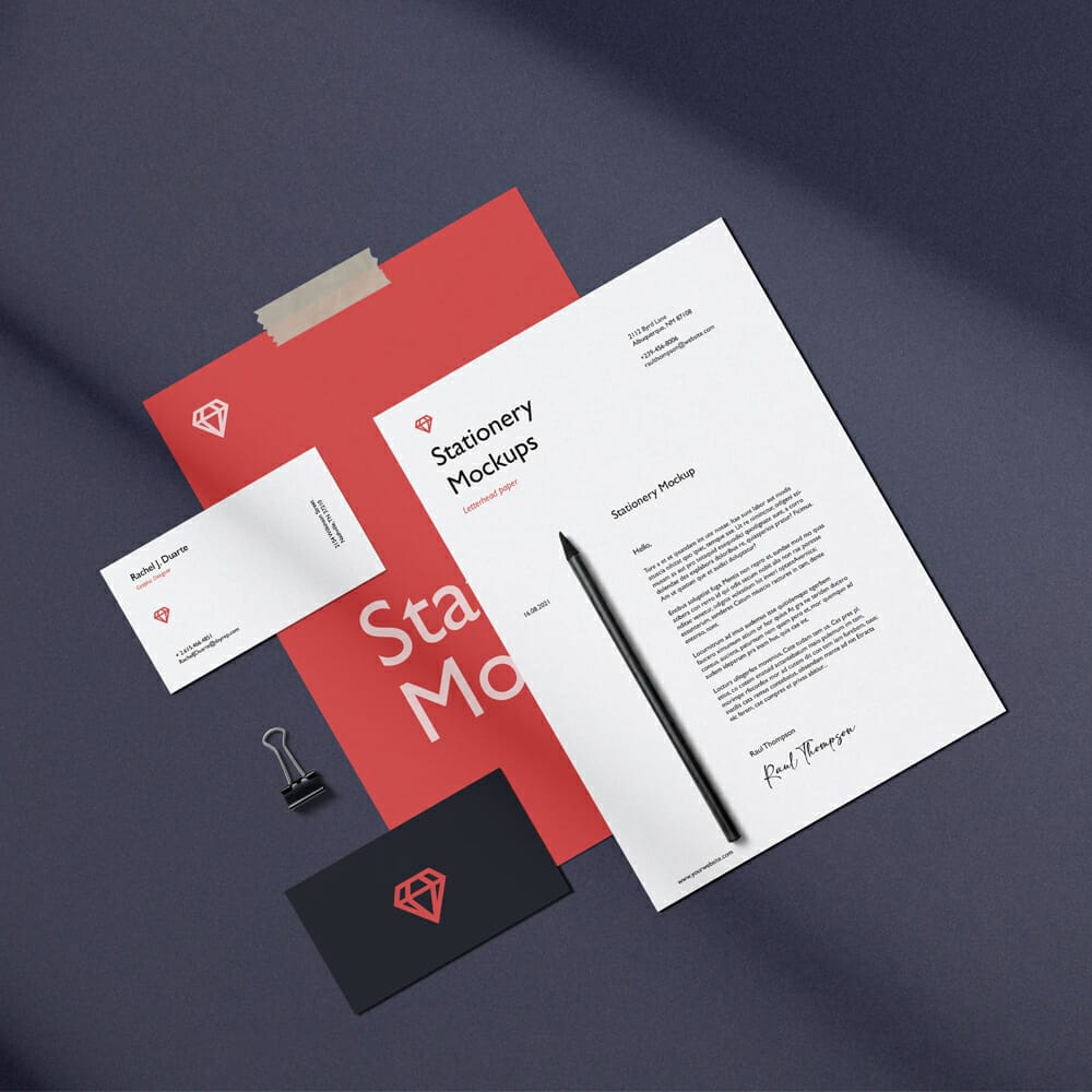 Top View Stationery Branding Mockup