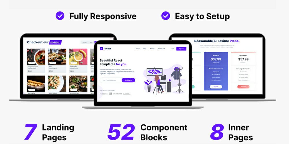 Free Tailwind CSS UI Components and Resources 31 Treact - Modern React Landing Page Components