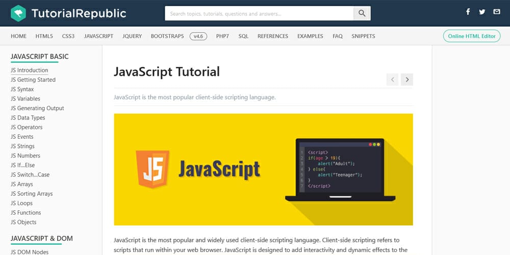Ultimate Collection of JavaScript Learning Resources(FREE) 17 TutorialRepublic