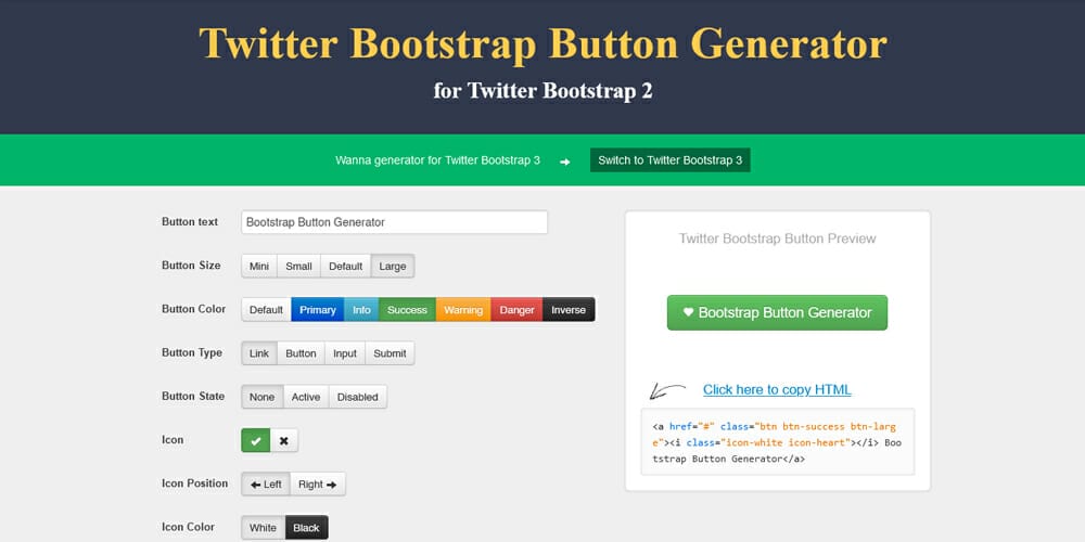 Twitter Bootstrap Button Generator