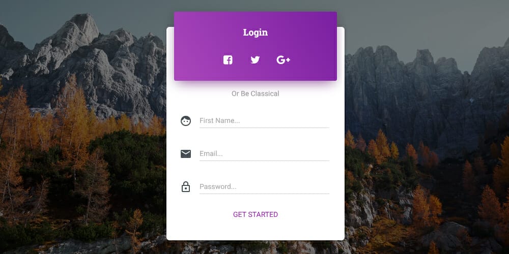  Bootstrap Material Design Login Page 