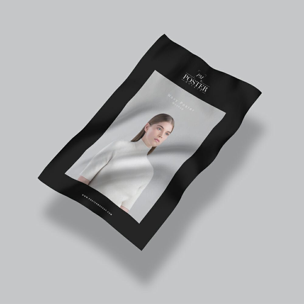 Brand Wavy Poster Mockup For Presentation