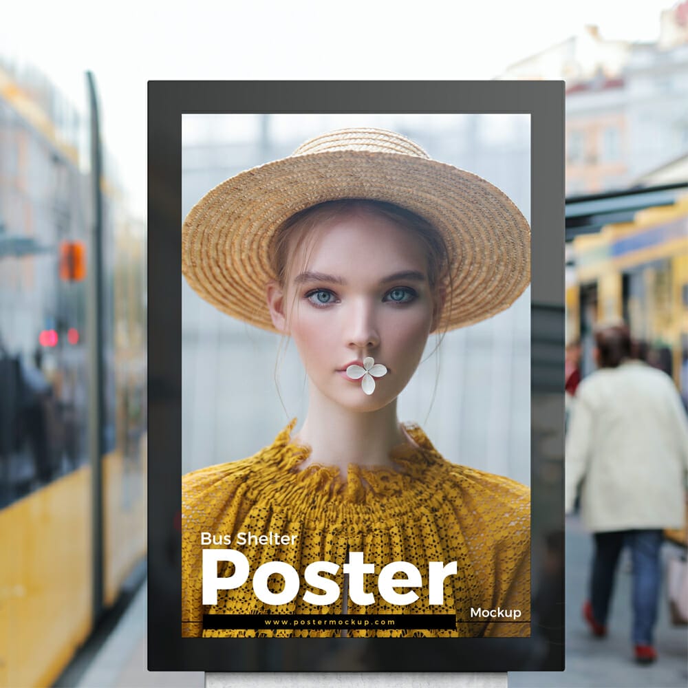 Bus Shelter Poster Mockup PSD Template