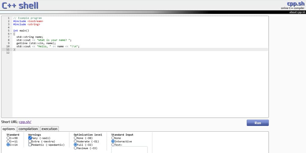 Excellent Online Code Editors 21 CPP shell