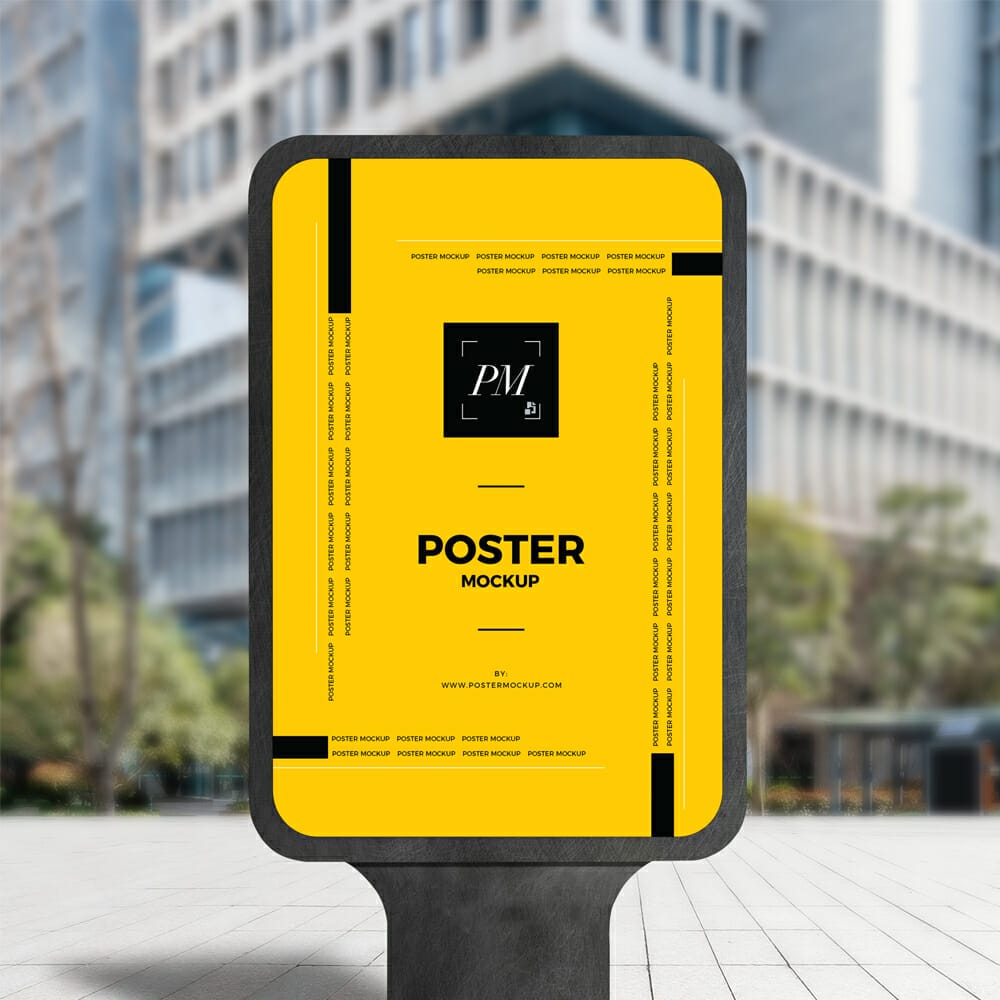 City Street Outdoor Advertisement Vertical Poster Mockup