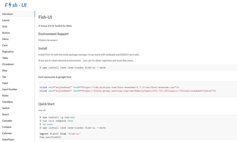 20+ Vue JS UI Component Libraries 2022 19 Fish UI