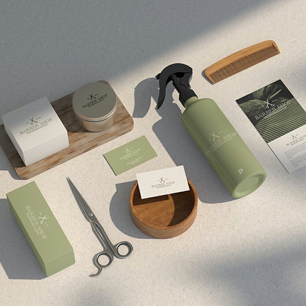 Free Barber Shop Branding Mockup