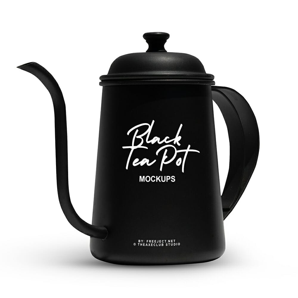 Free Black Teapot Mockup Design PSD