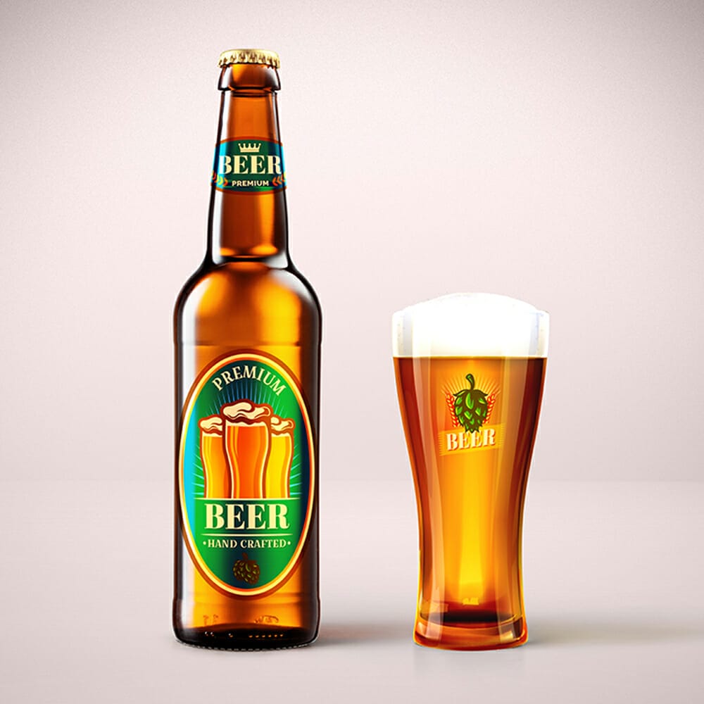 Free Blonde Beer Bottle Mockup