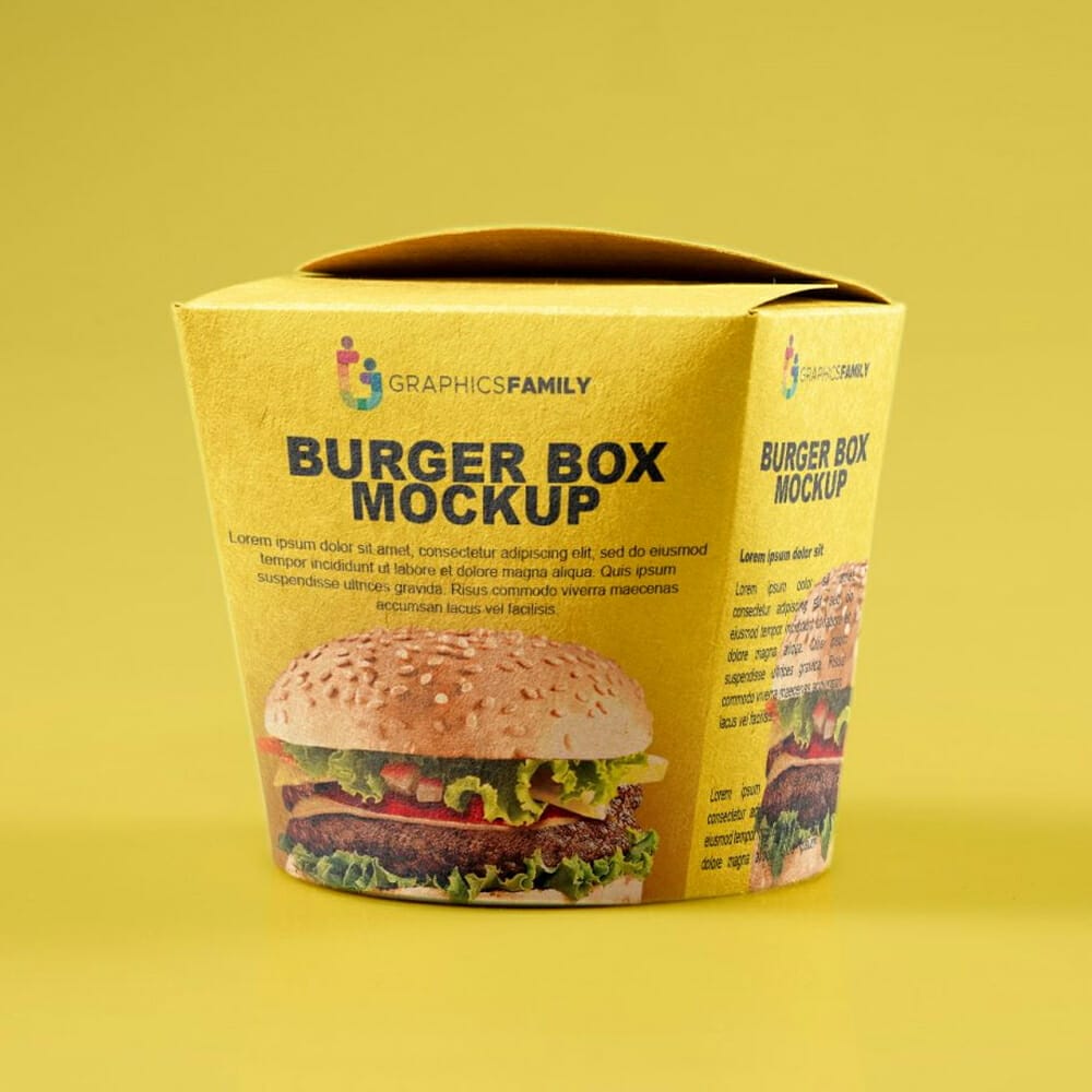 Free Burger Box PSD Mockup
