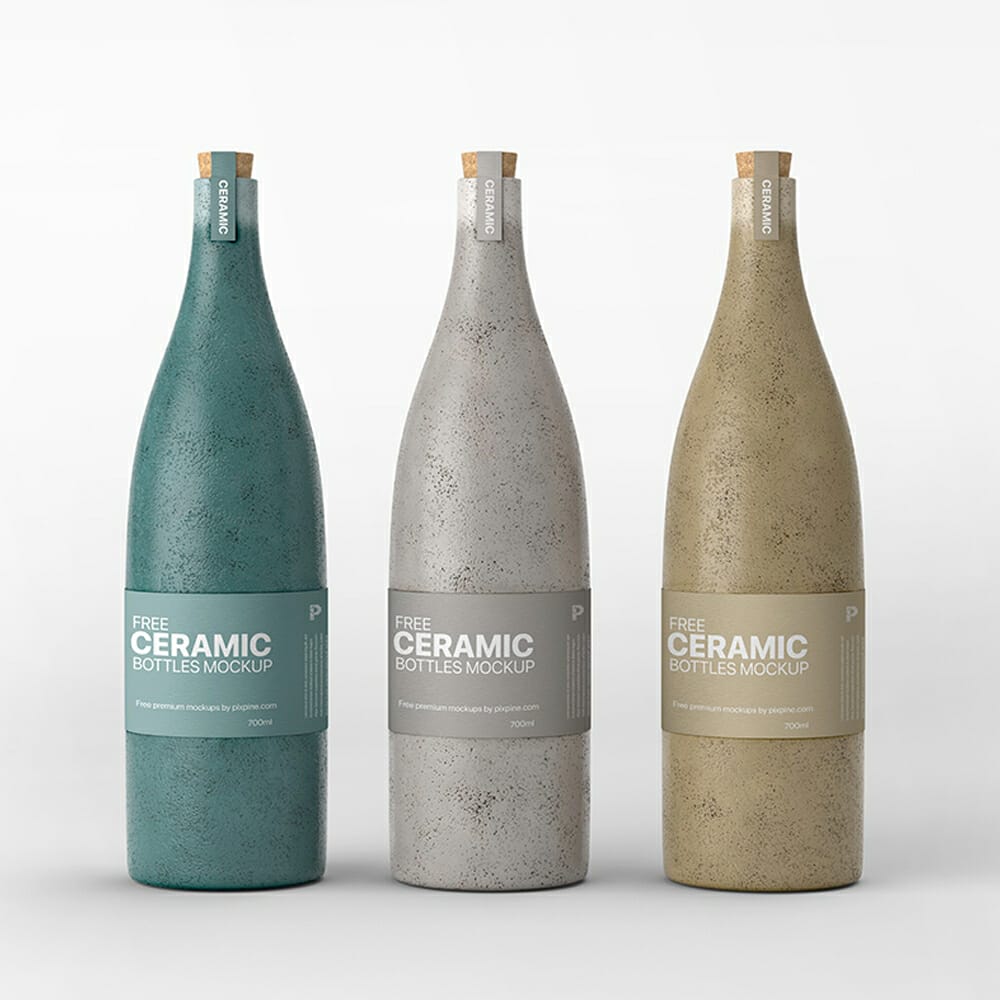 Free Ceramic Bottles Mockup