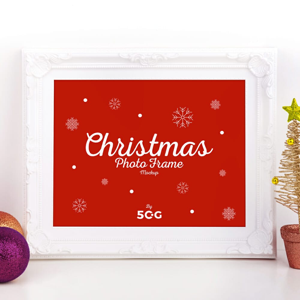 Free Christmas Photo Frame Mockup