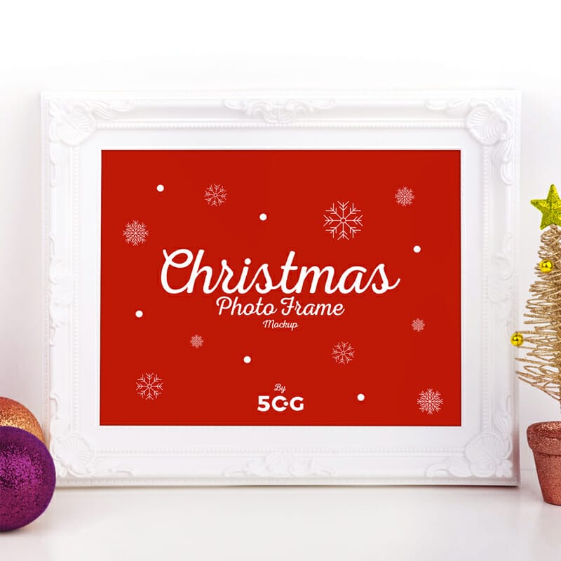 Free Christmas Photo Frame Mockup