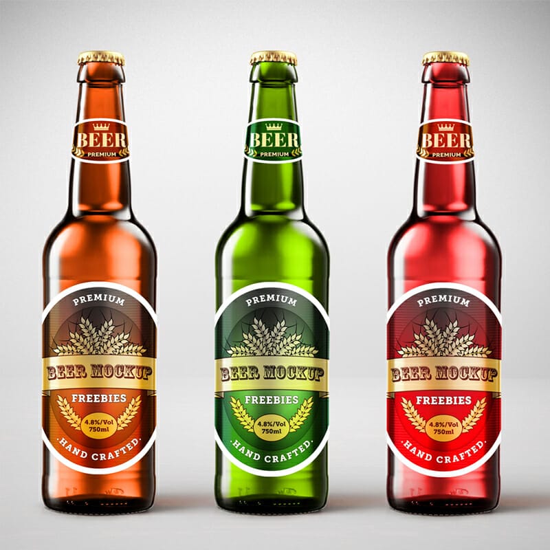 Free Colorful Beer Bottle Mockup