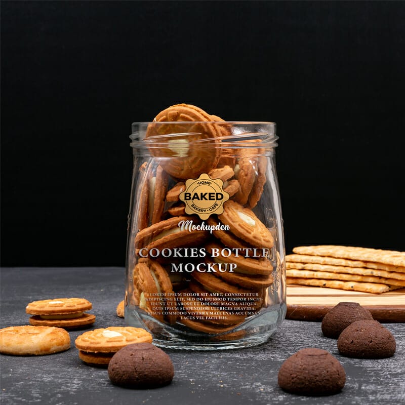 Free Cookies Bottle Mockup PSD Template