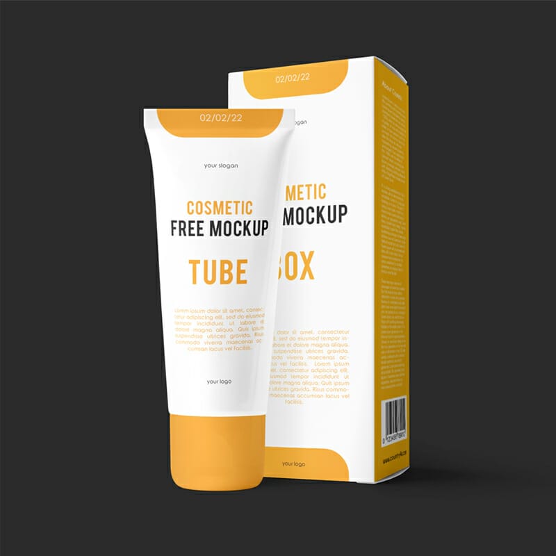 Free Cosmetic Tube And Box Mockup