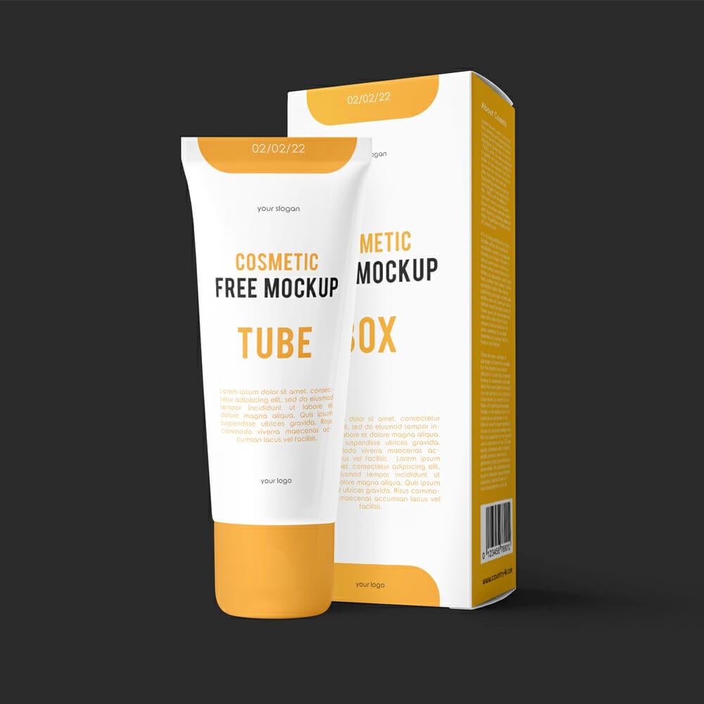 Free Cosmetic Tube And Box Mockup