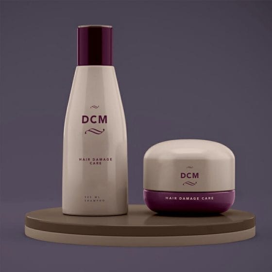Free Cosmetics Shampoo Bottle & Cream Jar Mockup PSD