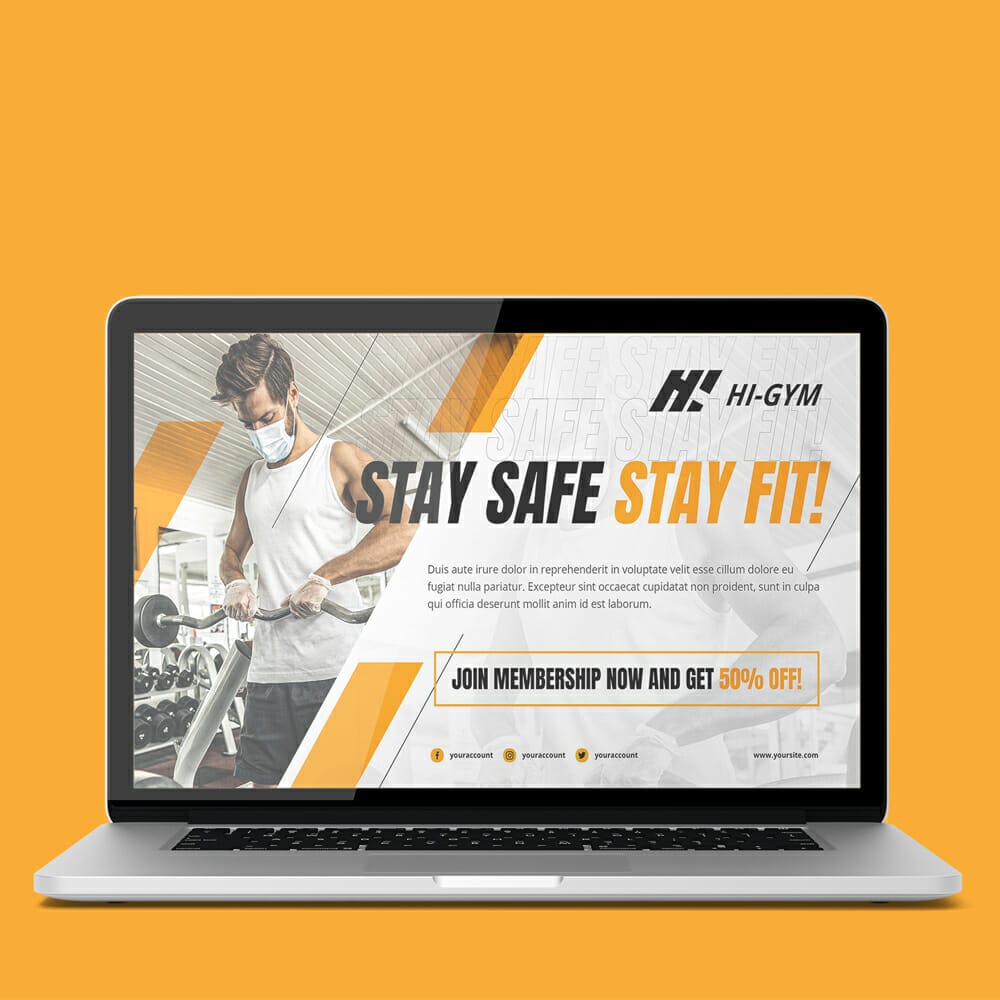 Free Fitness Ad Presentation Mockup PSD Template