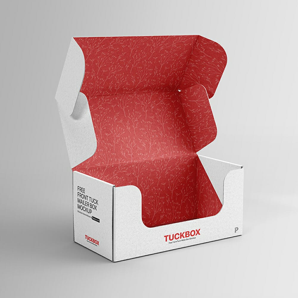 Free Front Tuck Mailer Box Mockup