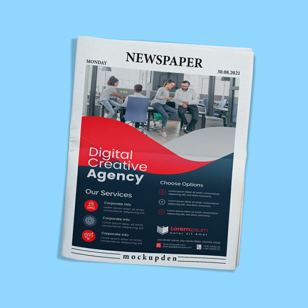 Free Full Page Newspaper Ad Mockup PSD Template