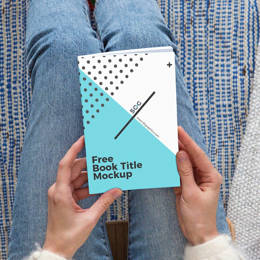 Free Girl Seeing Book Title Mockup