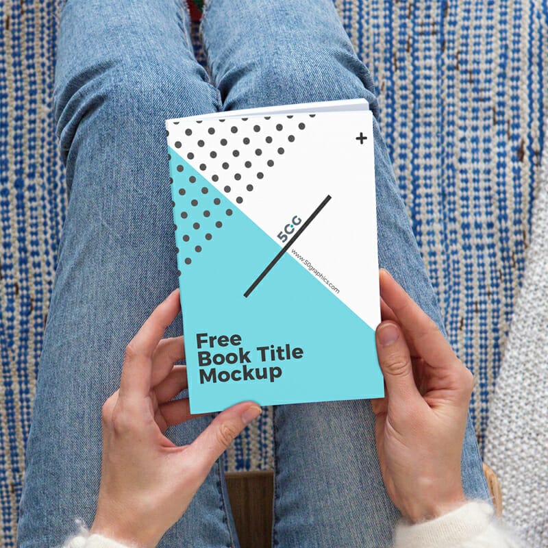Free Girl Seeing Book Title Mockup