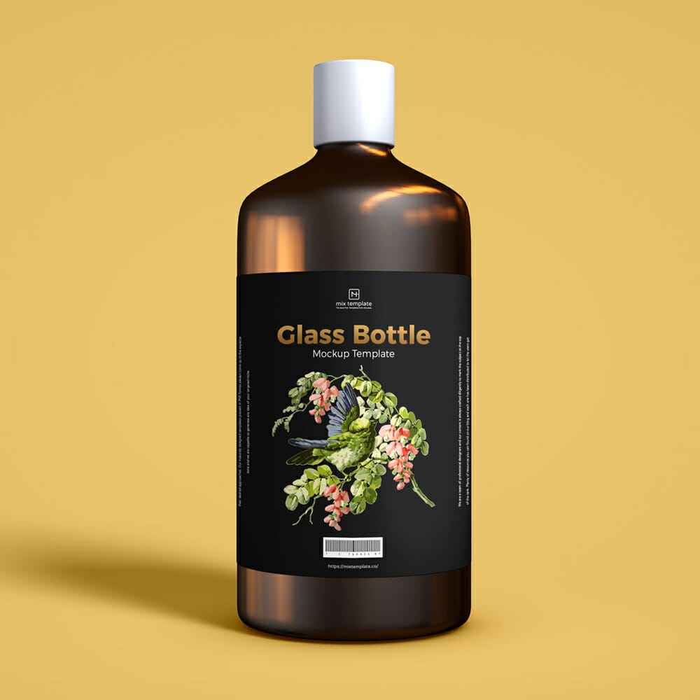 Free Glass Bottle Mockup Template