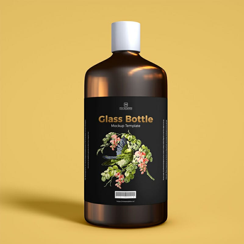 Free Glass Bottle Mockup Template