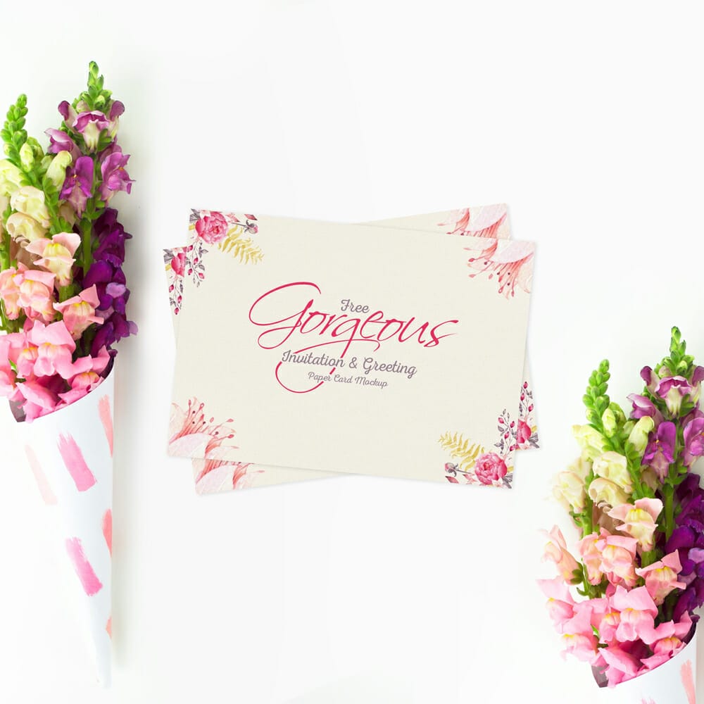 Free Gorgeous Invitation & Greeting Paper Card Mockup