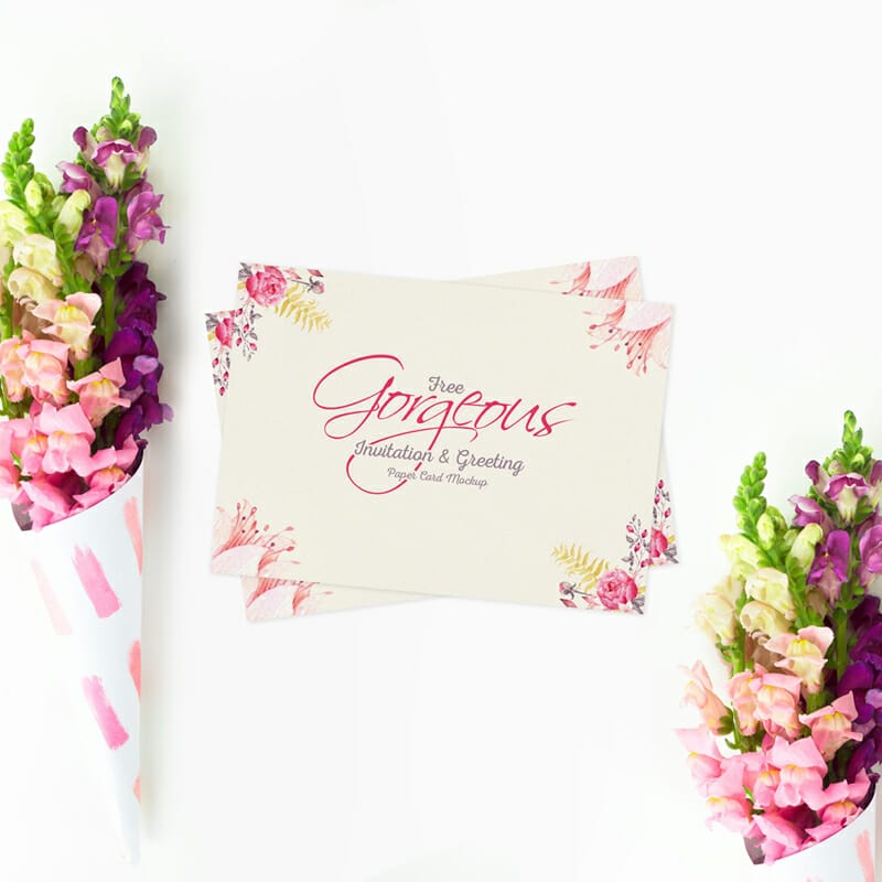 Free Gorgeous Invitation & Greeting Paper Card Mockup