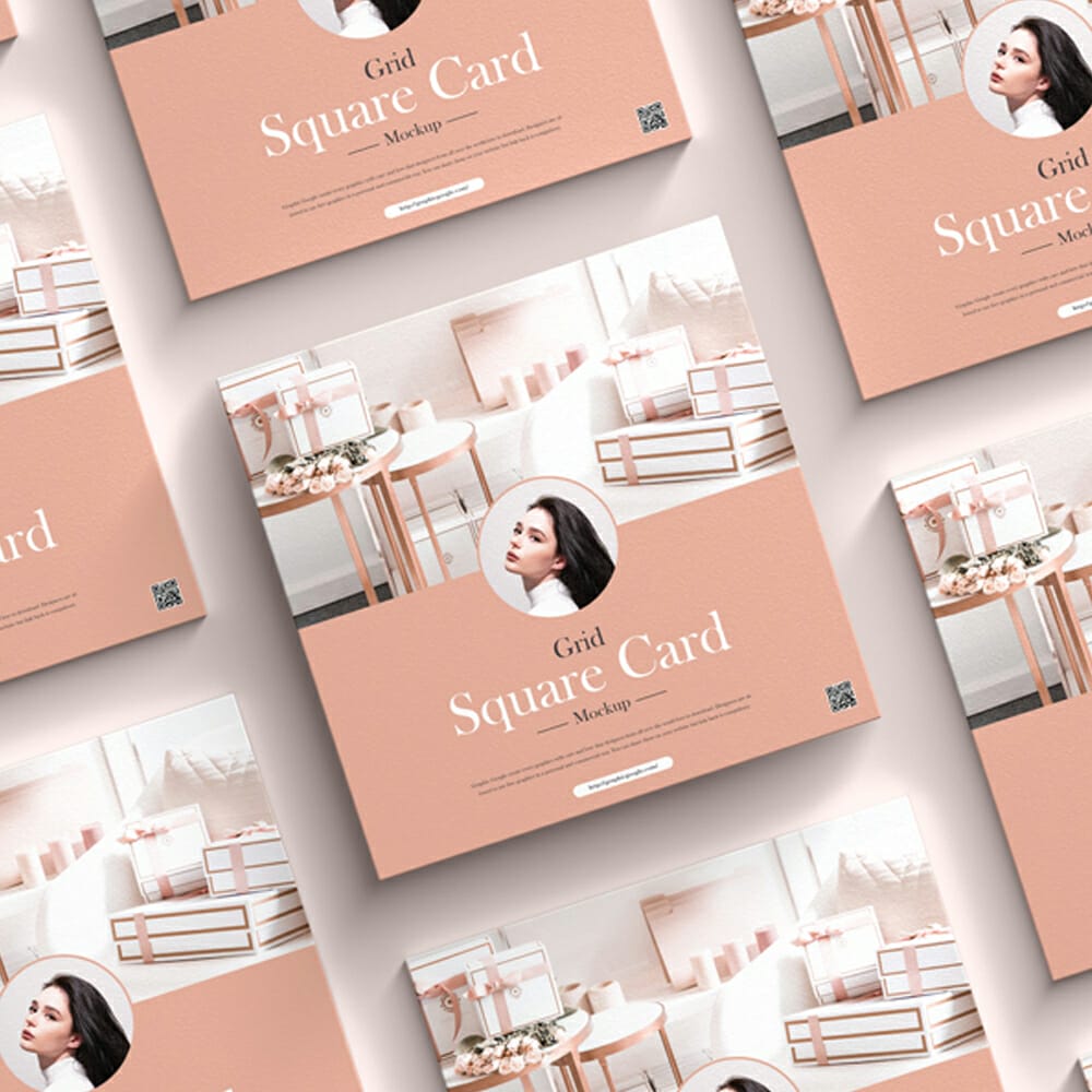 Free Grid Square Card Mockup