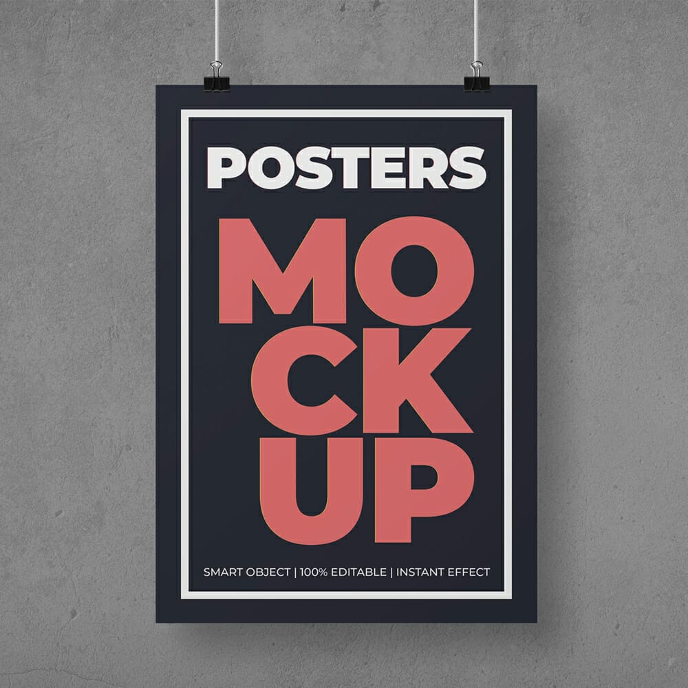 Free Hanging Poster Mockup