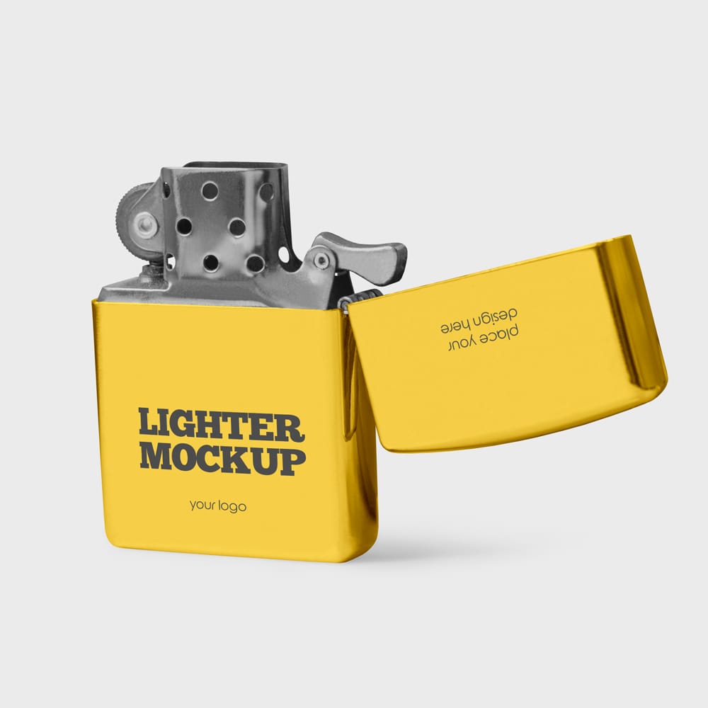 Free Metallic Lighter Mockup