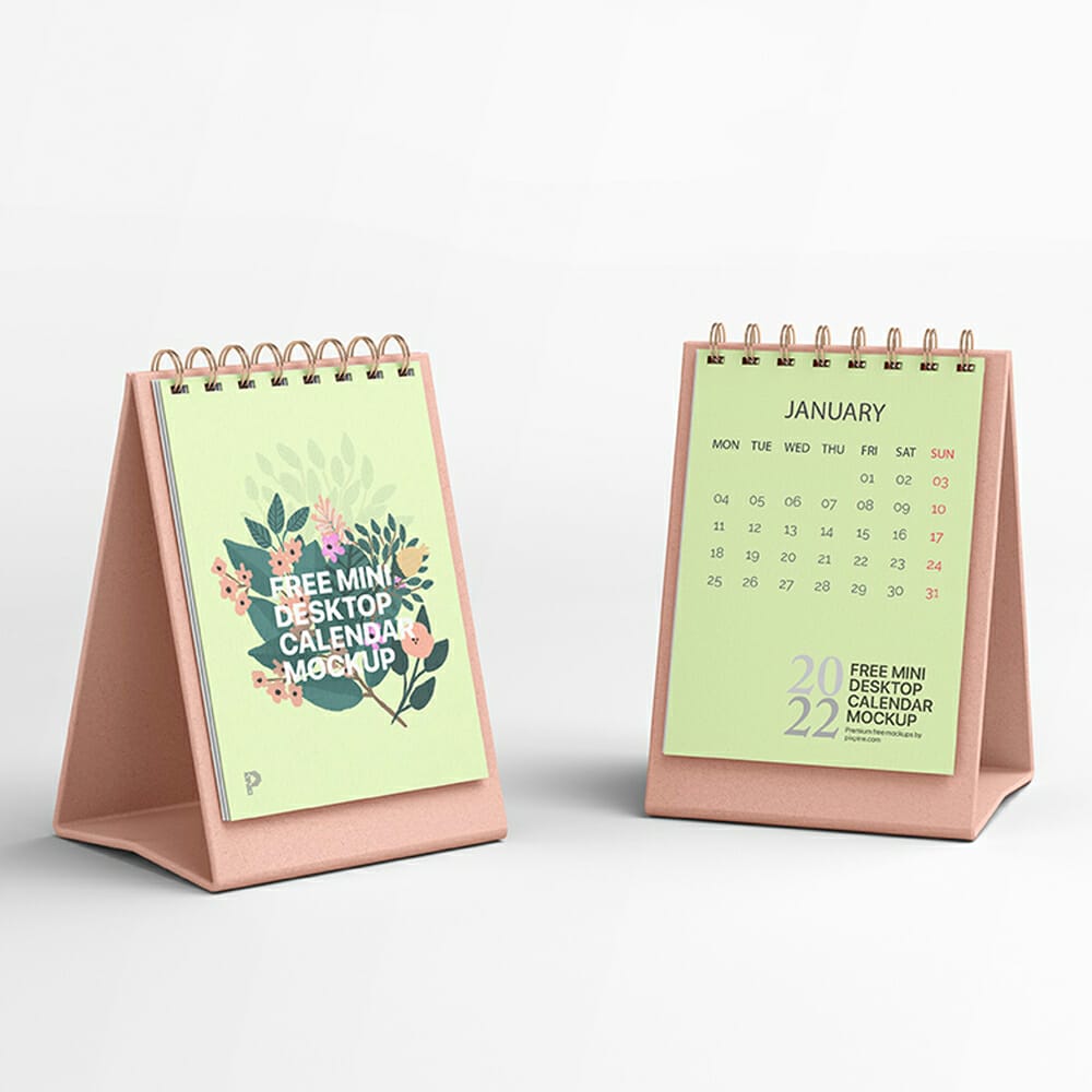 Free Mini Desktop Calendar Mockup