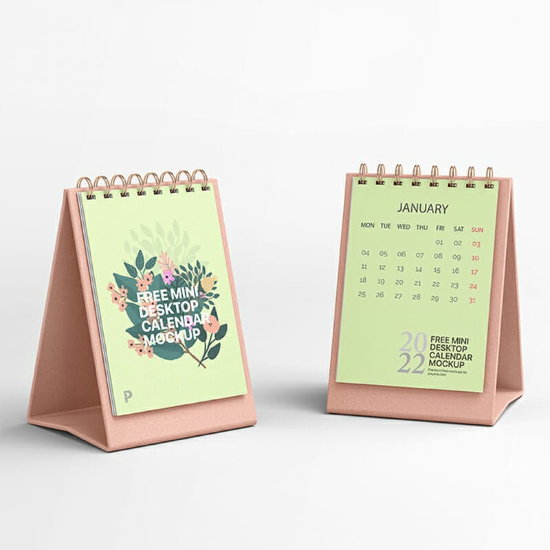 Free Mini Desktop Calendar Mockup