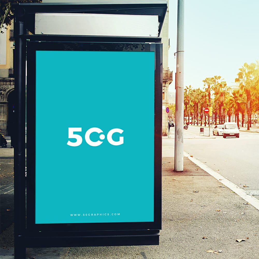 Free Outdoor Bus Stop Billboard Mockup For Branding & Advertisement