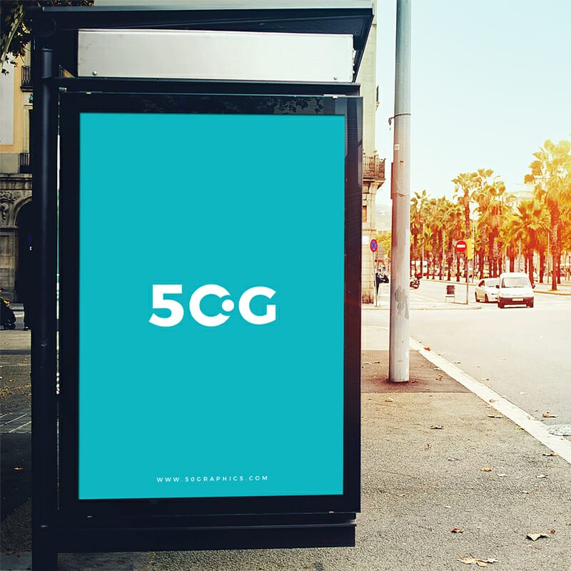Free Outdoor Bus Stop Billboard Mockup For Branding & Advertisement
