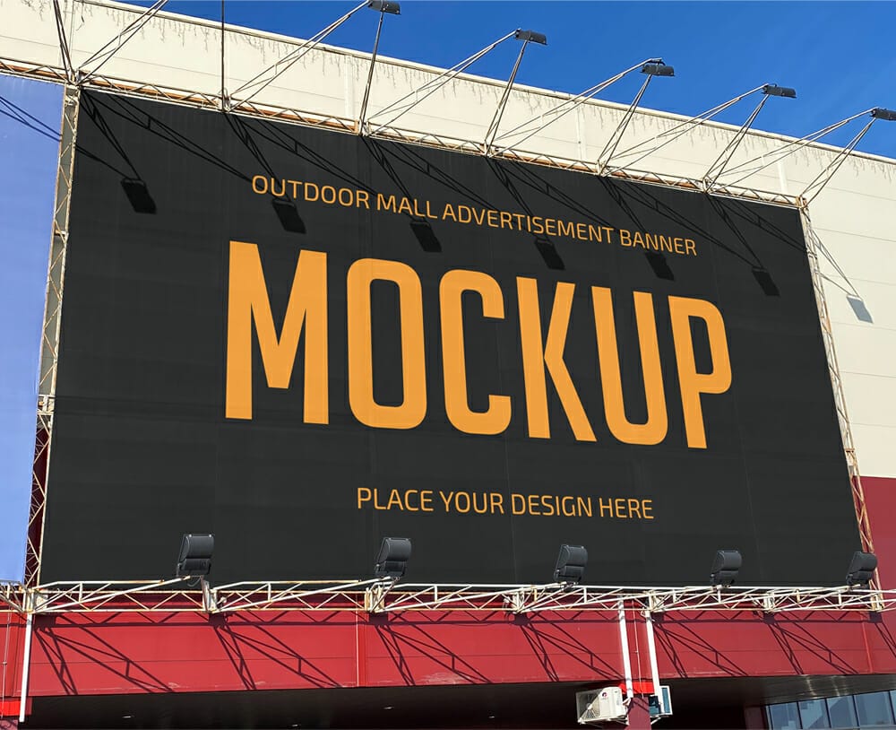 Free Outdoor Mall Advertisement Banner Mockup