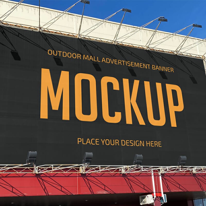 Free Outdoor Mall Advertisement Banner Mockup