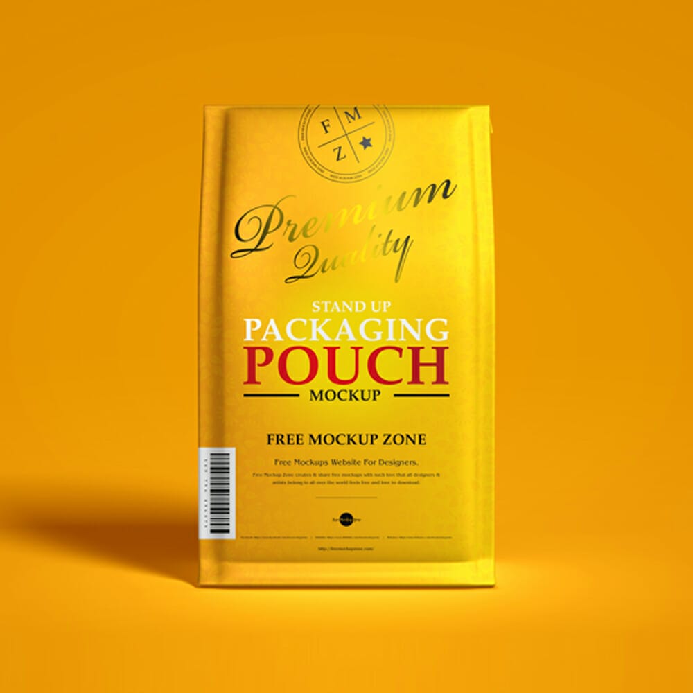 Free Packaging Stand Up Pouch Mockup