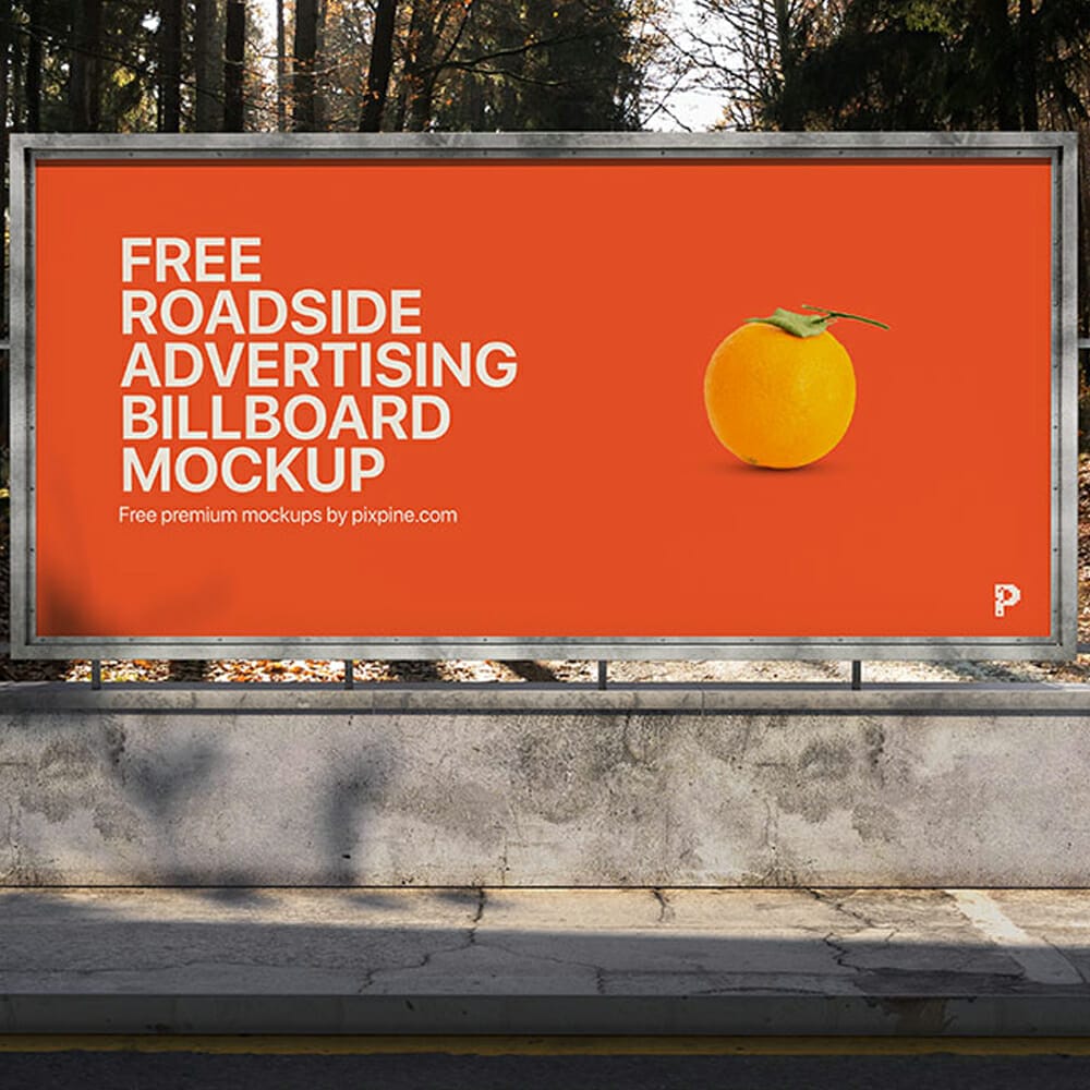 Free Roadside Advertising Billboard Mockup