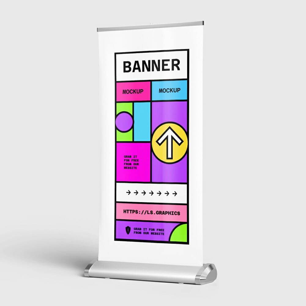 Free Roll-up Standing Banner Mockup