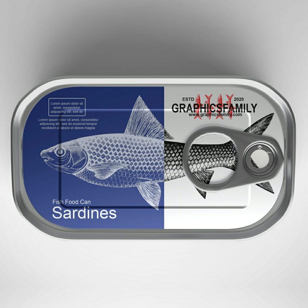 Free Sardines Can Packaging Mockup