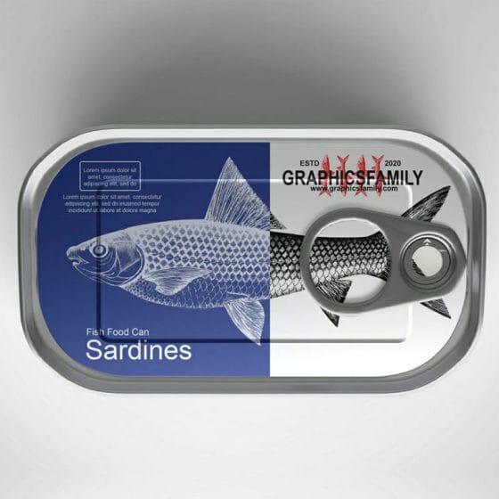 Free Sardines Can Packaging Mockup