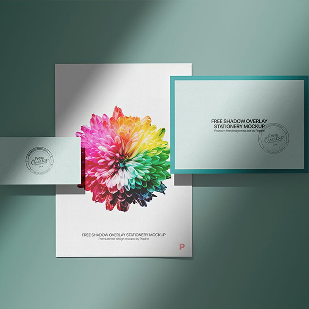 Free Shadow Overlay Stationery Mockup