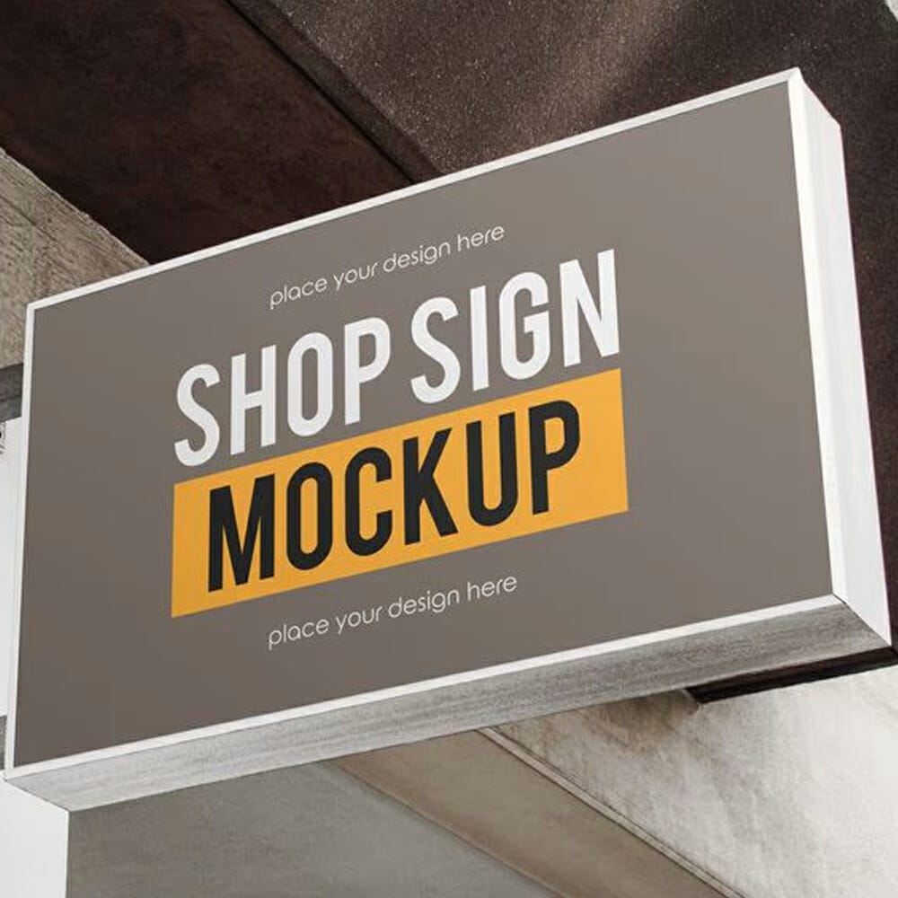 Free Shop Sign Logo Mockup